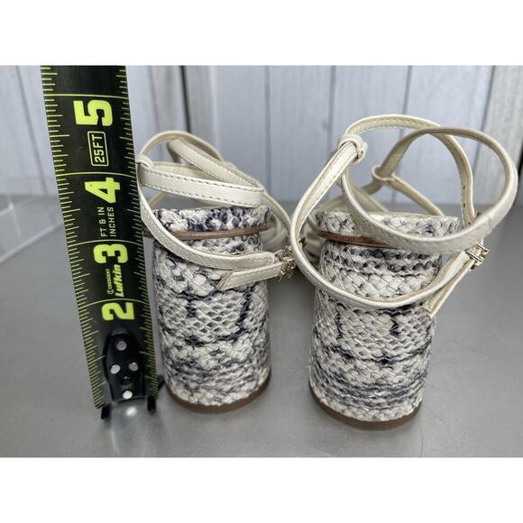 Sam Edelman Daffodil Leather Sandal Snake Print Ivory Round Block Heel Size 7 - Picture 5 of 6